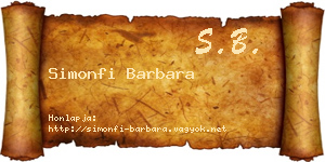 Simonfi Barbara névjegykártya